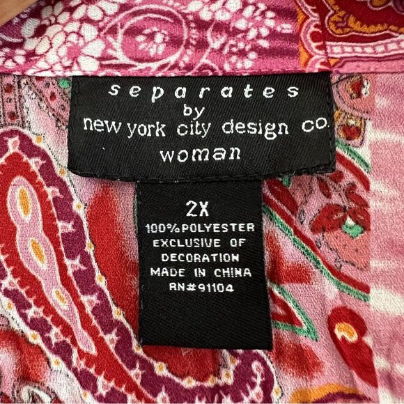 New York City Designs Bell Sleeve Lace Ruffle Colorful Button Y2K Fairy Blouse - Picture 5 of 12